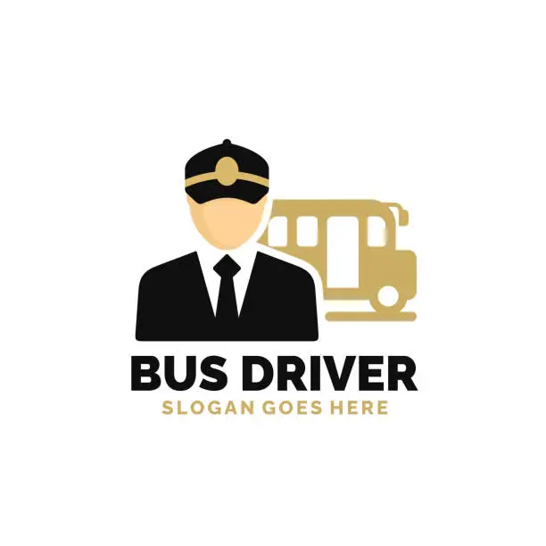 Vector illustration of Bus driver logo design vector illustration