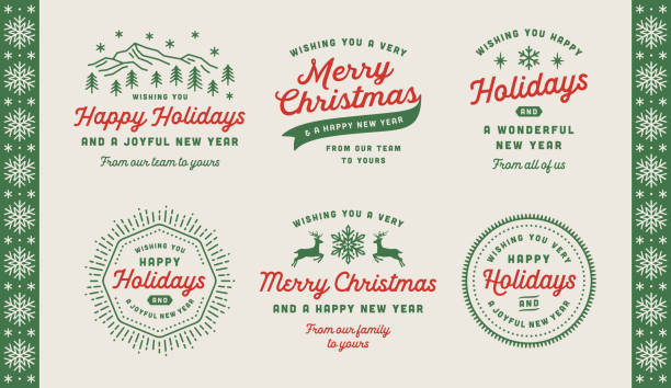 Collection of Holiday Christmas Labels vector art illustration