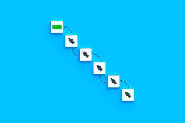 istock Step-by-step strategy to financial independence. Achieving planned economic indicators. The pursuit of a dream. Performance increase. Business concept. Arrows and money icon on buttons. 3d render 1663578938