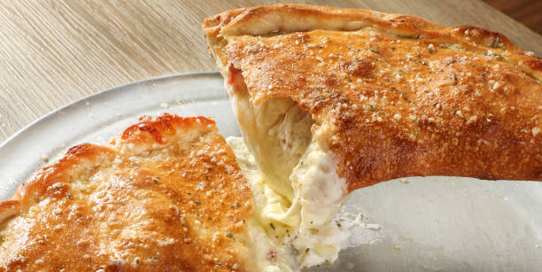 Close up calzone on plate