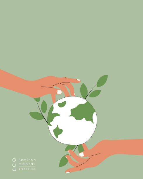 Protect nature earth day web banner, poster, postcard, flyer. Vector illustration. Ecology, environmental protection, biology, nature. Design for postcard, banner, poster. bioreserve stock illustrations