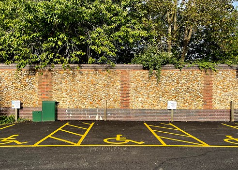 Disabled parking space in a car park
