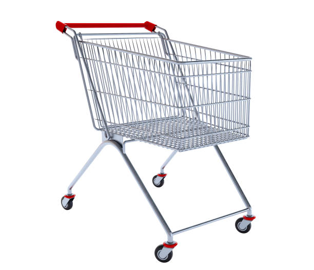 istock metal Shopping cart isolated on white background 1663628099
