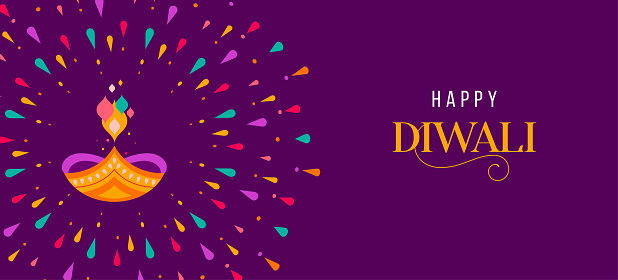 Happy Diwali, festival of light. Modern minimalist design. Fireworks poster, banner and social media template. Vector concept design