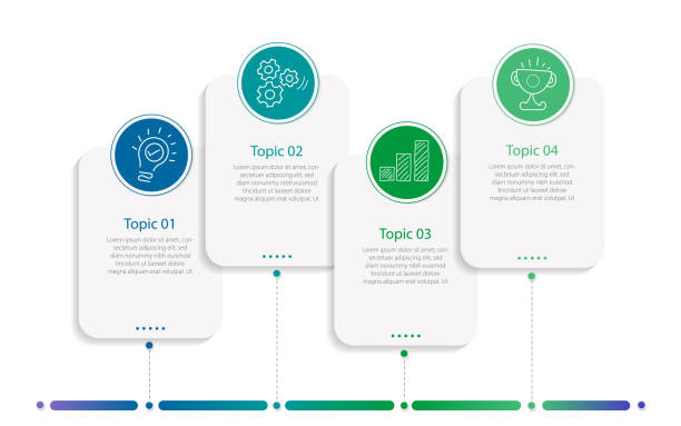 infografik-design-vorlage. zeitleistenkonzept mit 4 optionen oder schritten. - stufen stock-grafiken, -clipart, -cartoons und -symbole