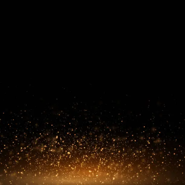Vector illustration of Yellow dust sparks and golden stars shine with special light.