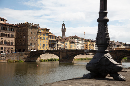 Ponte Santa Trinita bridge and statues in Florence, Italy
