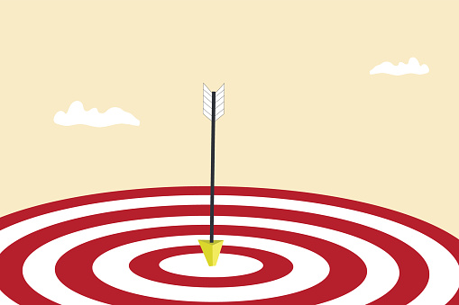 Bullseye is a target of business. Dart is an opportunity and Dartboard is the target and goal. concept of represent a challenge in business marketing
