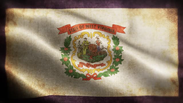 American State Closeup of grunge West Virginia waving flag loopable stock video