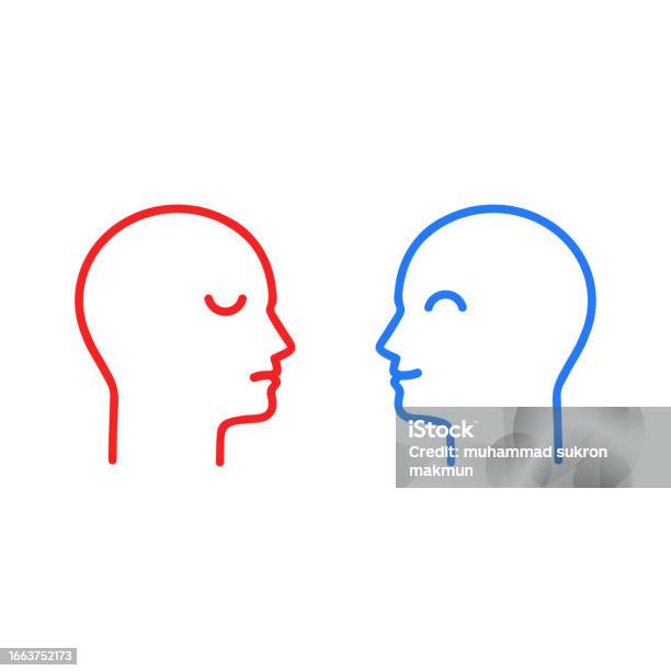 Blue And Red Head Like Positive Or Negative Flat Stroke Style Trend ...