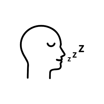 sleeping man thin line icon isolated on white. linear flat style simple trend modern logo graphic art design illustration. concept of dormant human contour badge or tired man in bed room
