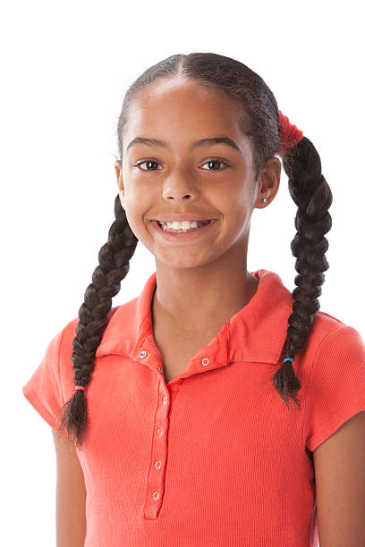 istock Real People: Smiling Black Little Girl Braids Head Shoulders 166376000