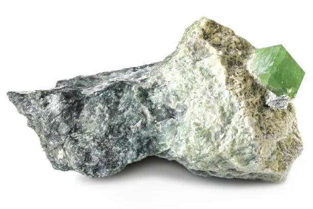 green garnet on matrix from Khost, Afghanistan green garnet on matrix from Khost, Afghanistan isolated on white background khost afghanistan stock pictures, royalty-free photos & images