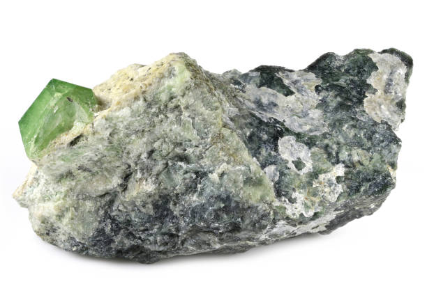 green garnet on matrix from Khost, Afghanistan green garnet on matrix from Khost, Afghanistan isolated on white background khost afghanistan stock pictures, royalty-free photos & images