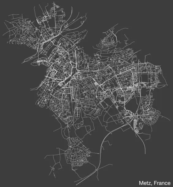 Vector illustration of Street roads map of METZ, FRANCE