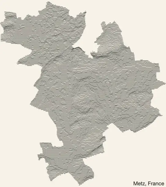 Vector illustration of Topographic relief map of METZ, FRANCE