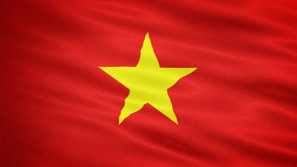 istock Waving Fabric Texture Of Vietnam National Flag Graphic Background 1663788956