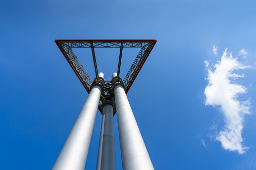 Germany, berlin, September, 01, 2023 -Low angle view of transmission tower against sky Berlin Lichtenberg