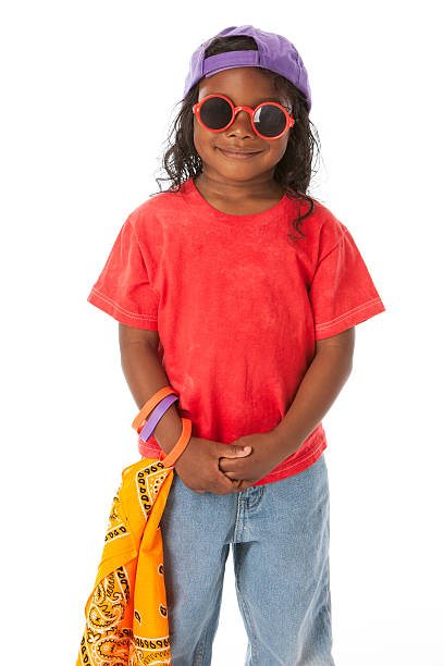 istock Real People: Mixed Race Little Boy Long Hair Cap Sunglasses 166381769