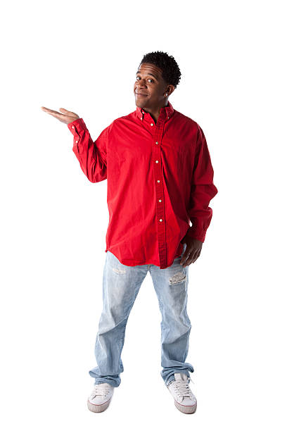 istock Real People: Young Adult Black Man Hand Up Displaying Something 166382022