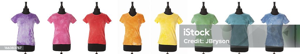 맹검액 밝은 홀치기 염색 티셔츠 색상화 레인보우 여성의 걸스 - 로열티 프리 셔츠 스톡 사진