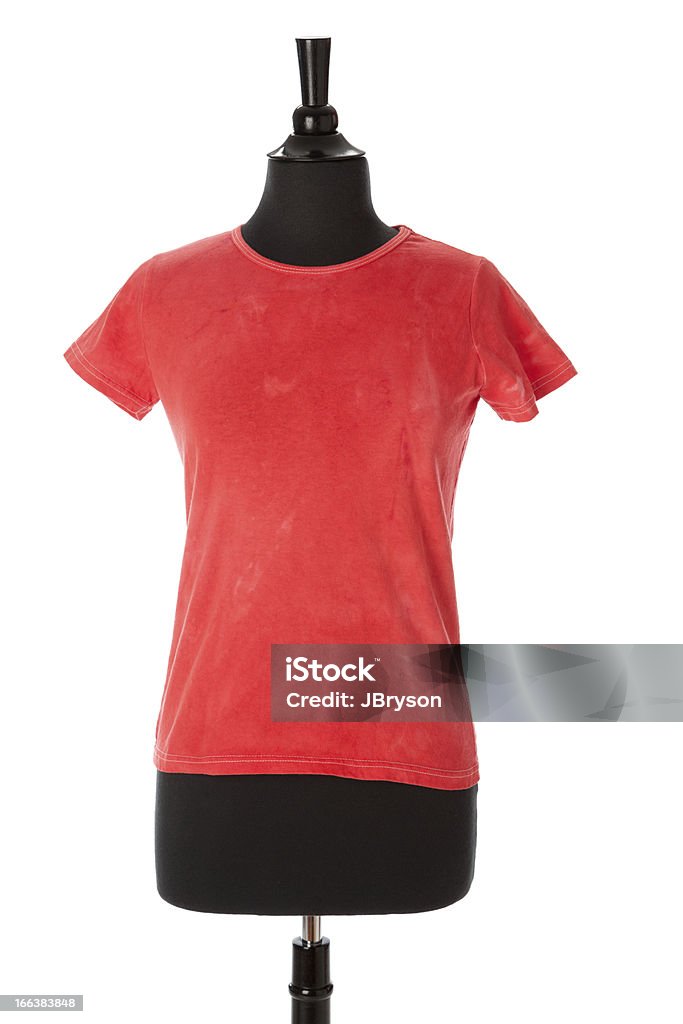 Em branco vermelho brilhante Tingimento camiseta para mulheres e raparigas - Foto de stock de Algodão - Material Têxtil royalty-free