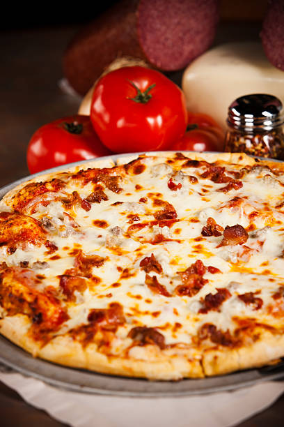 istock Food and Drink:  Cheesy All Meat Pizza 166386281
