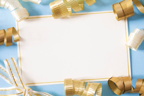 istock Blank Card with gold ribbons 1663863039