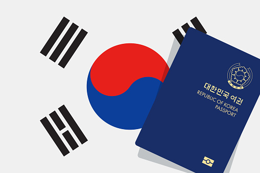 Passport and Flag of South Korea. National ID and National Flag. Vector Illustration