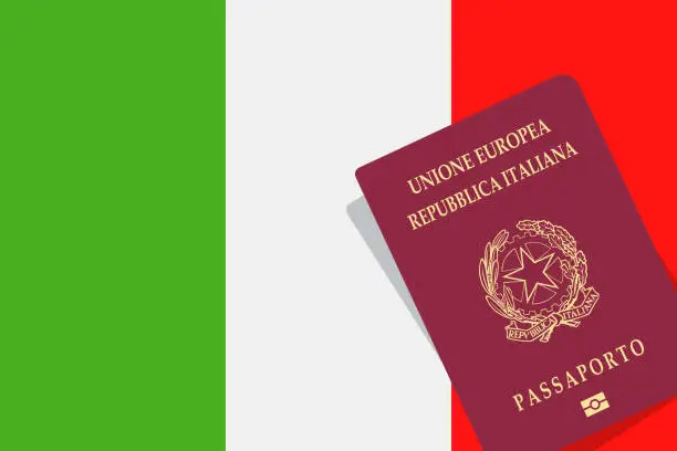 Vector illustration of Passport and Flag of Italy. National ID and National Flag. Vector Illustration