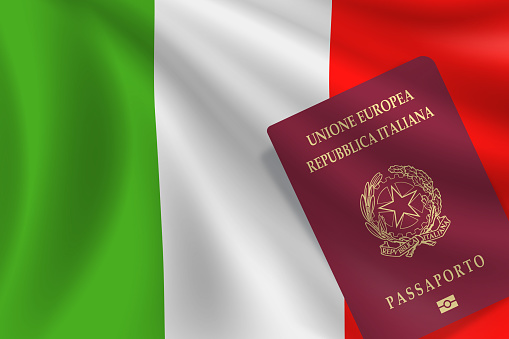 Passport and Flag of Italy. National ID and National Flag. Vector Illustration