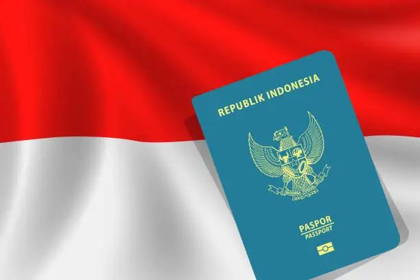 Vector illustration of Passport and Flag of Indonesia. National ID and National Flag. Vector Illustration