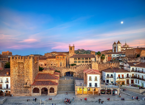 The Cathedral of Málaga at dusk in November. The cathedral is a Roman Catholic church in the city of Málaga in Andalusia in southern Spain