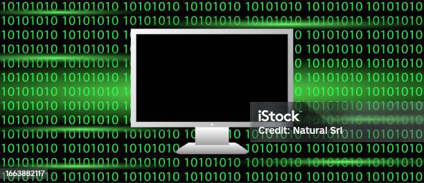 Green Binary Code With Black Screen Computer Monitor Stock Illustration ...