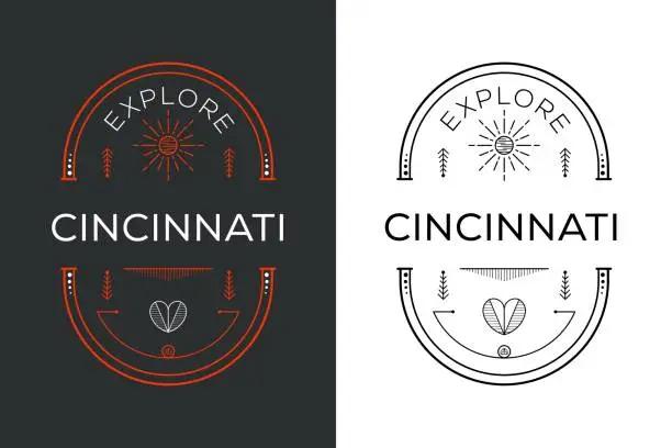 Vector illustration of Explore Cincinnati Design.