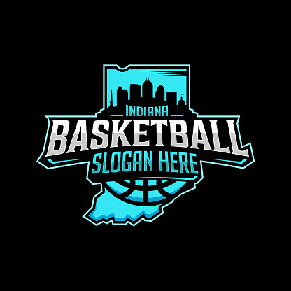 Indiana Basketball team symbol emblem in modern style with black background. Vector illustration