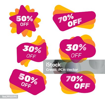 istock Discount percentage signs for sale vector illustrations set 1663955590