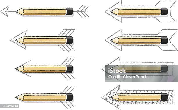 Various Natural Wood Lead Pencil Arrows On White Background Stock Illustration - Download Image Now