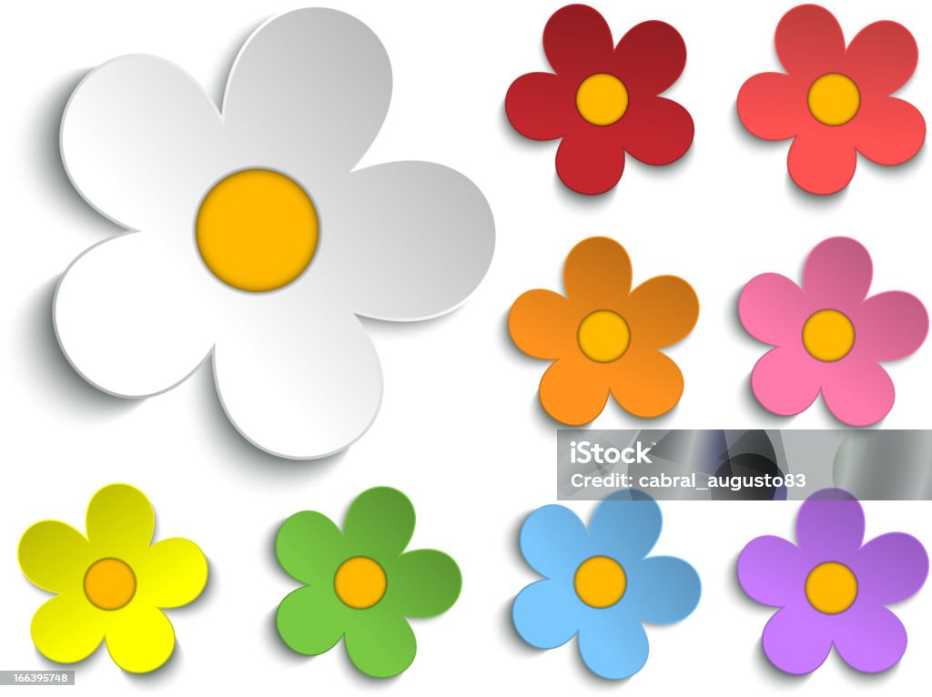 Linda primavera flores isoladas brancas conjunto Collection - Vetor de Arte royalty-free