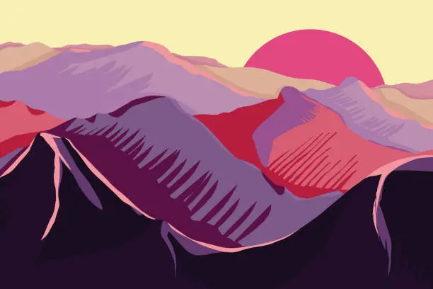 Vector illustration of Vector of mountain landscape