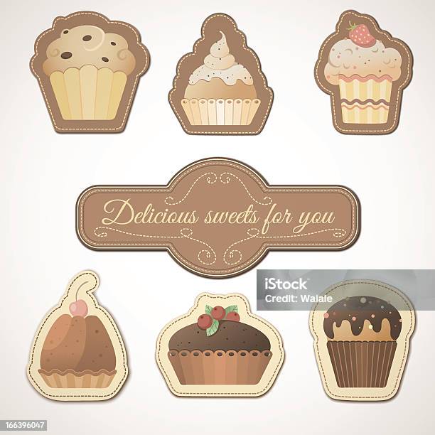 Deliziosi Dolci Un Set Di Carte Con Muffin - Immagini vettoriali stock e altre immagini di Biscotto secco - Biscotto secco, Cibo, Dessert