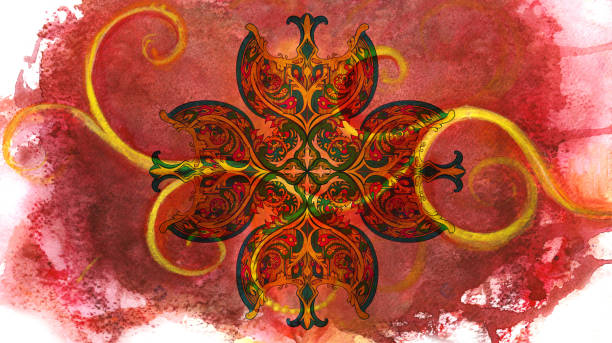 레드 켈트 크로싱 - celtic culture cross cross shape mandala stock illustrations