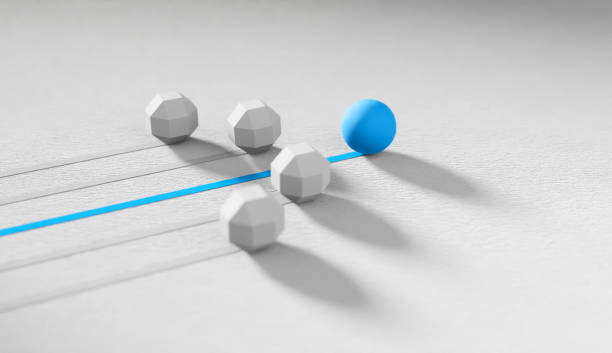 istock Leadership concept, Blue leader smooth ball leading whites on compass 1663982405
