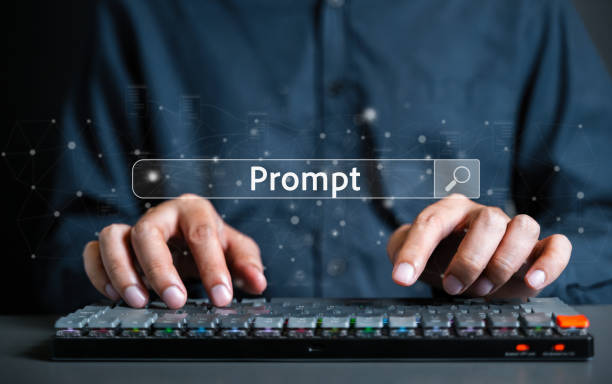 istock Prompt text, AI texting prompt on keyboard with smart Artificial Intelligence. Prompt text with AI, Immediate prompt concept. 1663982929