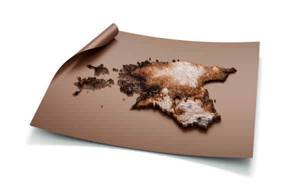 istock Map Of Estonia Old Style Brown On Unrolled Map Paper Sheet On White Background 3d illustration 1663997856