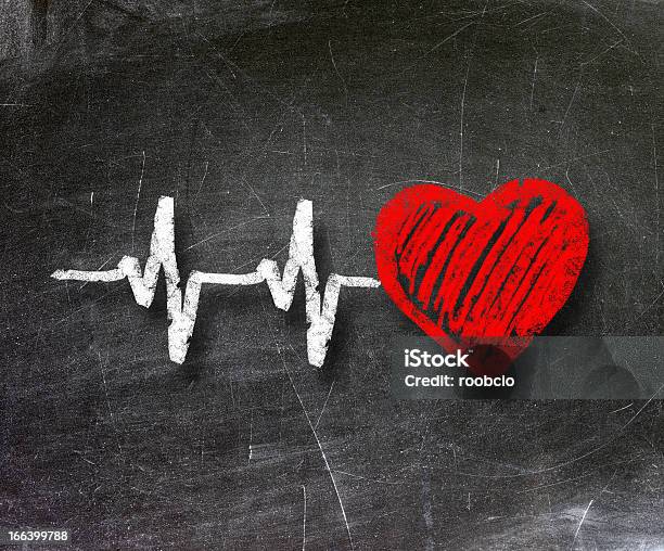 Heartbeat Character And Design Love Heart On A Chalkboard Stock Photo - Download Image Now