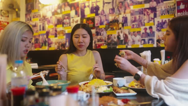Travelling Asian Woman Eating Restaurant Japanese food