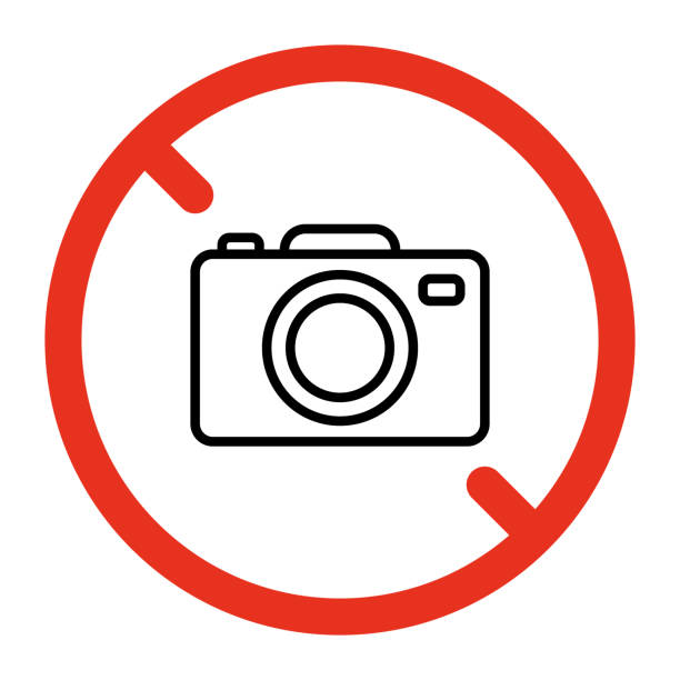 ilustraciones, imágenes clip art, dibujos animados e iconos de stock de cámara de fotos prohibida, no disparar en la señal de la cámara. prohibido hacer símbolo de fotografía. vector - error message flash