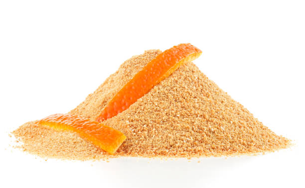 istock Ground dried orange peel and fresh orange peel isolated on a white background 1664090451