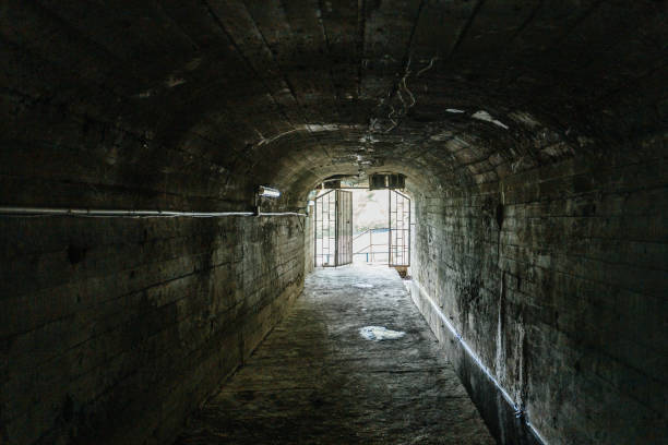 istock Communication tunnel at underground bunker, subway, etc. 1664103271